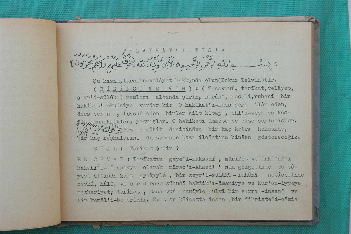 Telvihat-ı Tis'a teksir nüshası